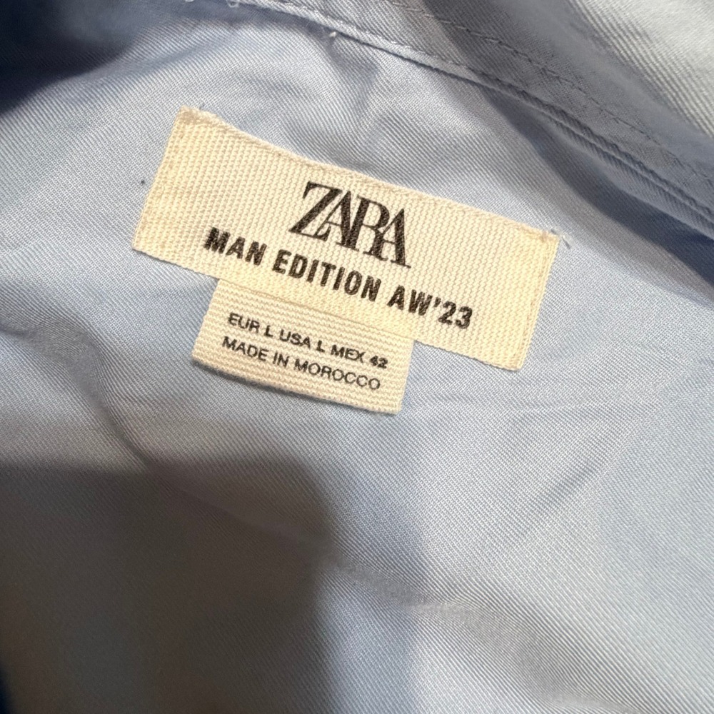 Zara Man Edition AW23 Light Blue Long Sleeve Button Down Shirt Large Relaxed Fit - Picture 5 of 6